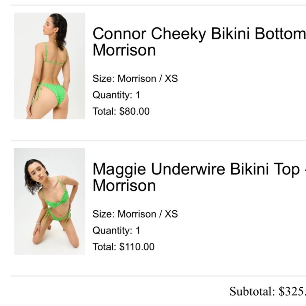 Fraankie’s bikinis green/white checkered xs